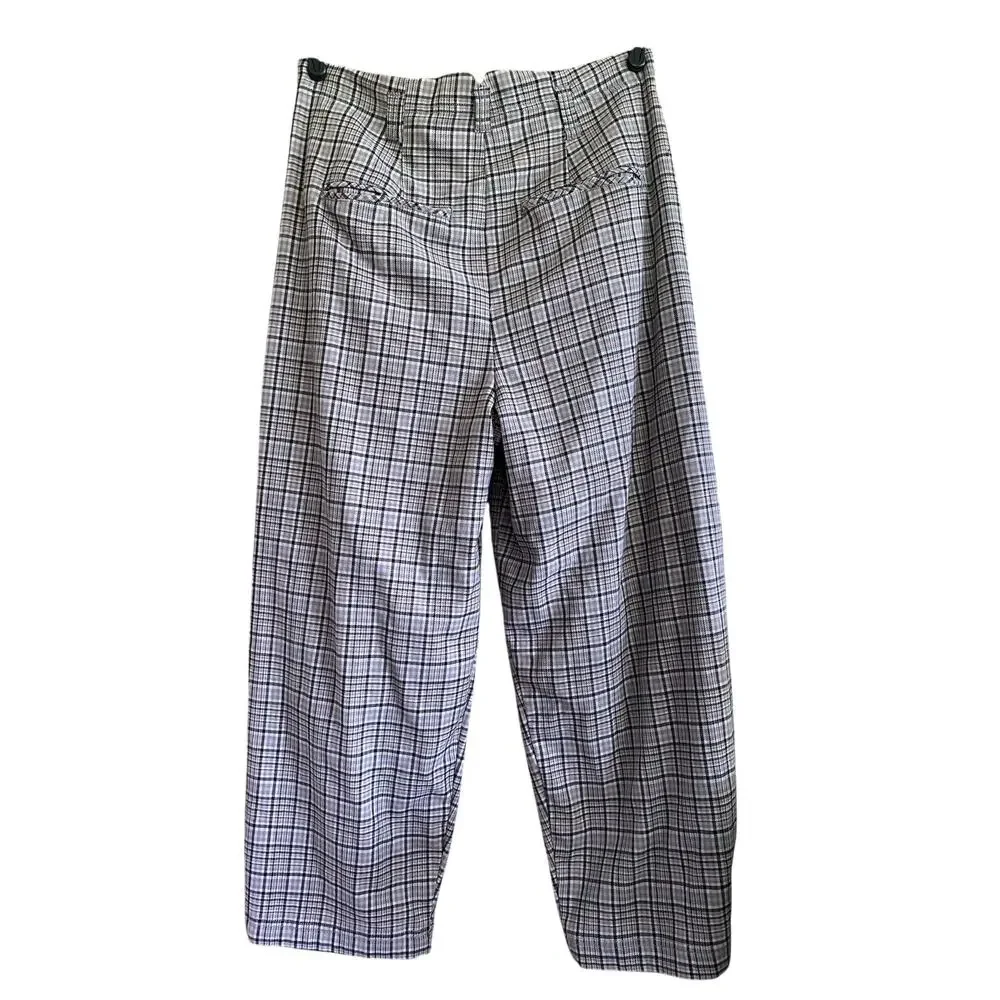 Free People Turning Point Plaid Barrel Trousers Size 6 - Picture 8 of 8